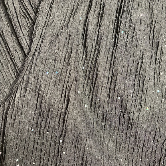 Black sparkly glitter wide leg trouser pants - Picture 3 of 7